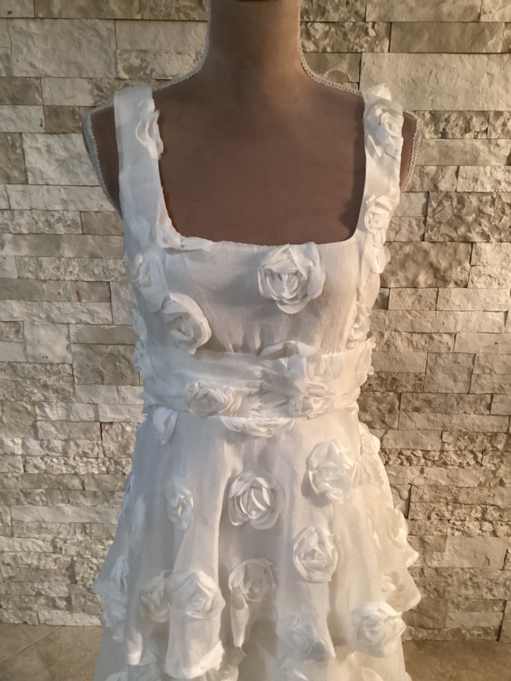 Lulus Exceptional Entrance White Sleeveless Tiered Rosette Midi Dress - Picture 4 of 16